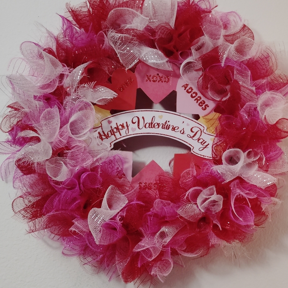 Festive Pink and White Holiday Wreath
